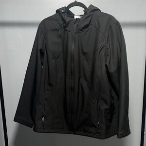 Athletic Works Black Lightweight Shirt Jacket with Stand-Up Collar